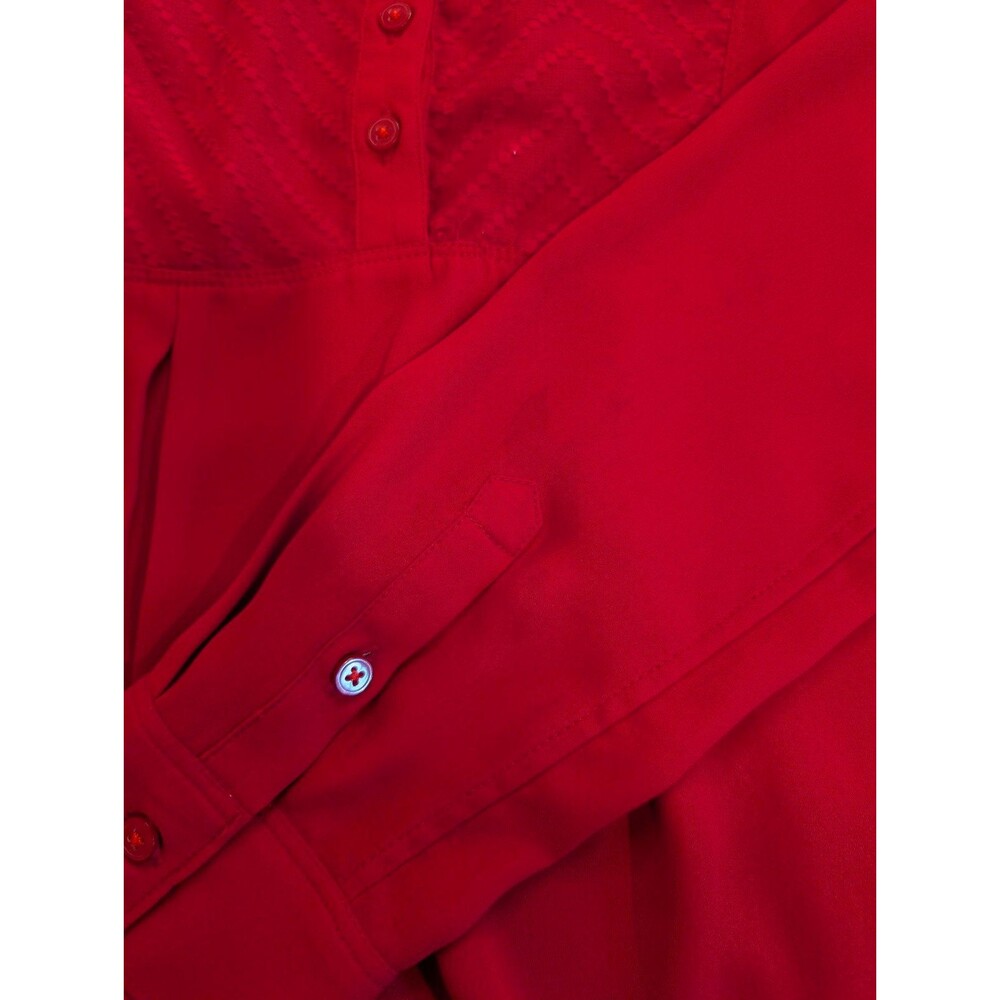 Women's Anthropologie Maeve De Stijl Blouse Long Sleeve Holiday Red Size 6 - Picture 7 of 10